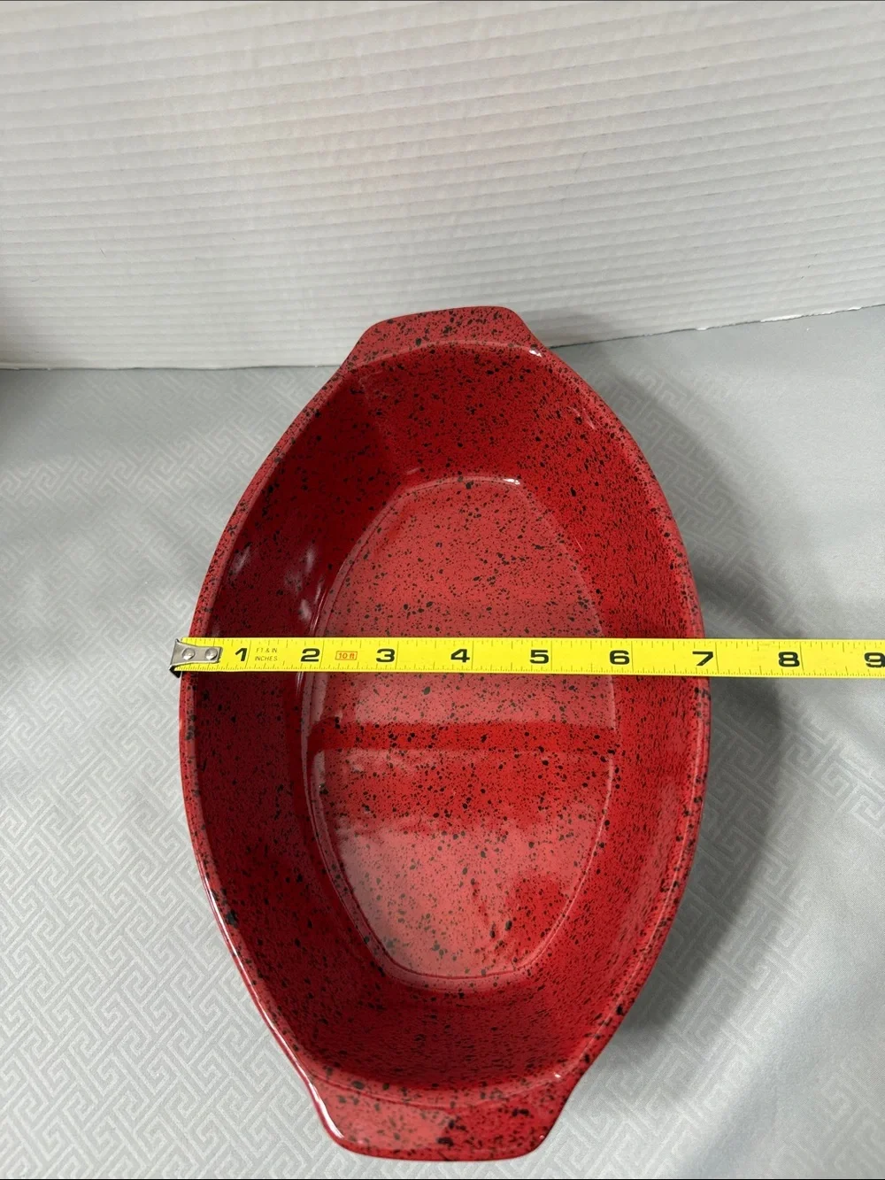Cerutil Stoneware Red Speckled Ceramic Casserole Baking Dish Handles Portugal
